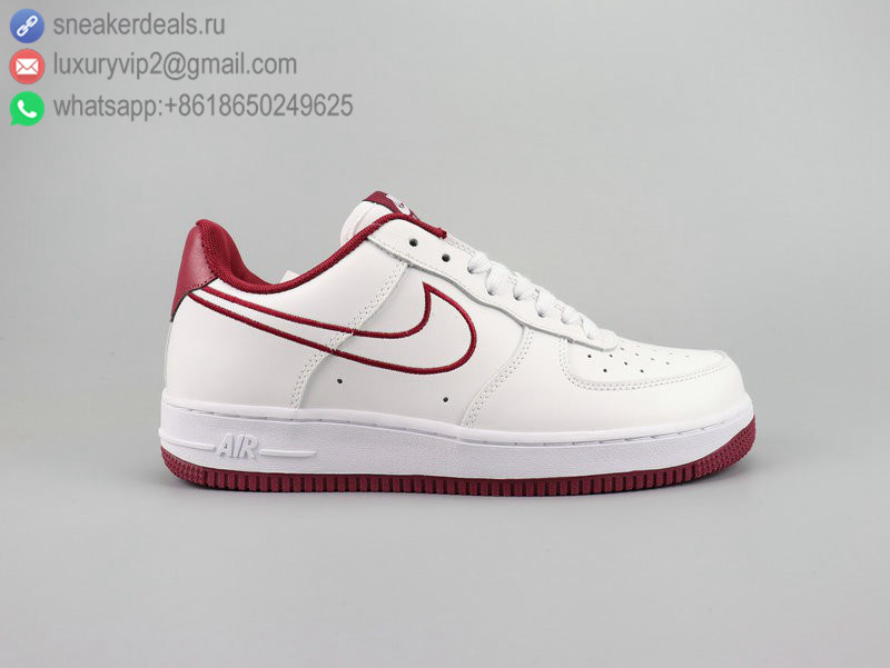 NIKE AIR FORCE 1 '07 LTHR WHITE RED UNISEX SKATE SHOES